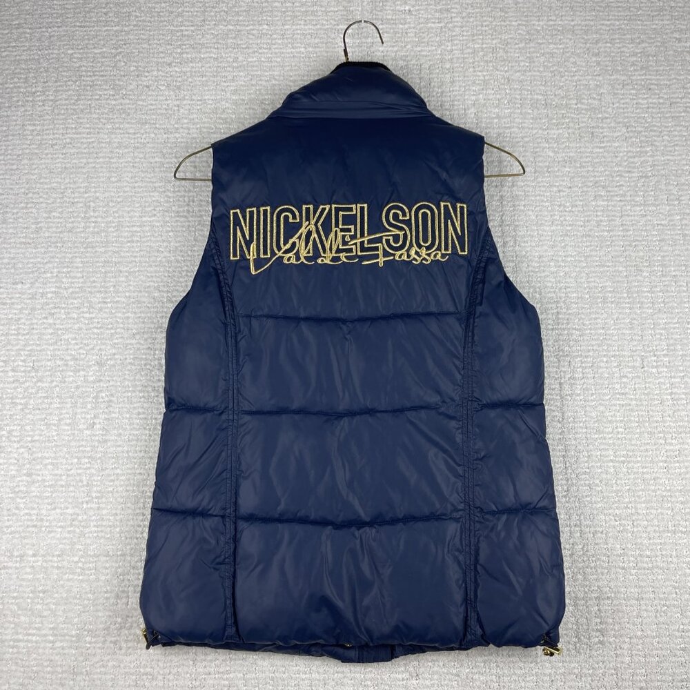 Miss Nickelson Val Di fassa Italy Quilted Puffer Vest Navy Blue 1954 Women Sz S